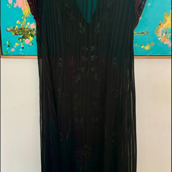 Anthropologie Not So Serious Corsica Black Beaded Maxi Dress - Size 6 - Picture 13 of 16
